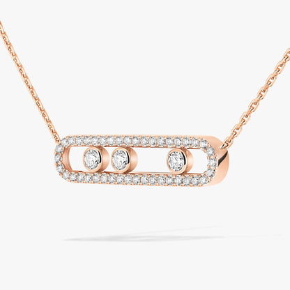 [GALE] Move Pave_ Rose Gold Diamond Necklace