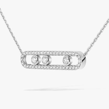 [GALE] Move Pave_ Rose Gold Diamond Necklace