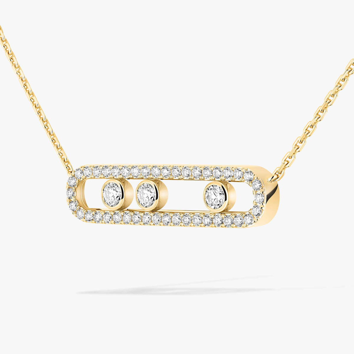 [GALE] Move Pave_ Rose Gold Diamond Necklace