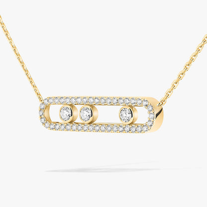 [GALE] Move Pave_ Rose Gold Diamond Necklace