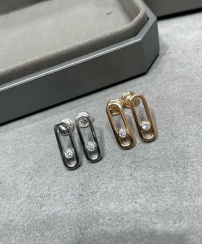 [GALE]MOVE UNO SMALL 1 DIAMOND EARRINGS
