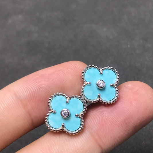 [GALE]CLOVER 1 DIAMOND BLUE SKY SILVER EARRINGS