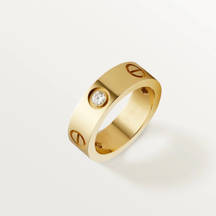 [GALE]LOVE RING 5.5MM 3 DIAMONDS PINK GOLD